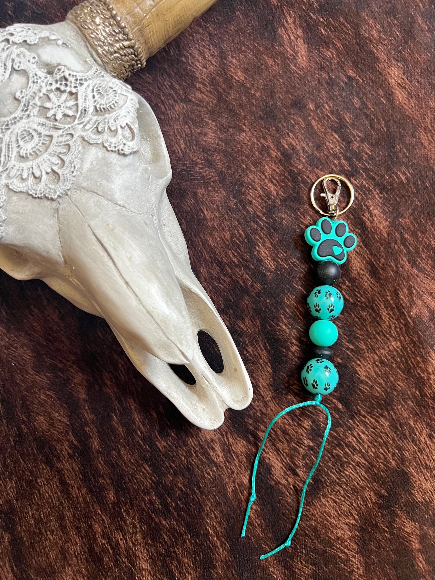 Dog Mom Turquoise Keychain