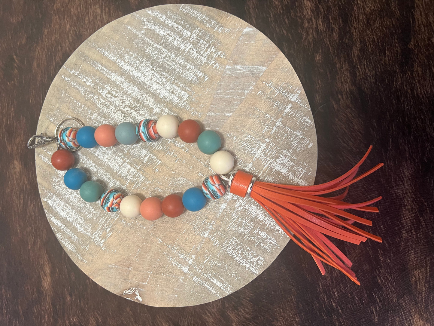 Wristlet Tassel Key Chain- Rust Warm