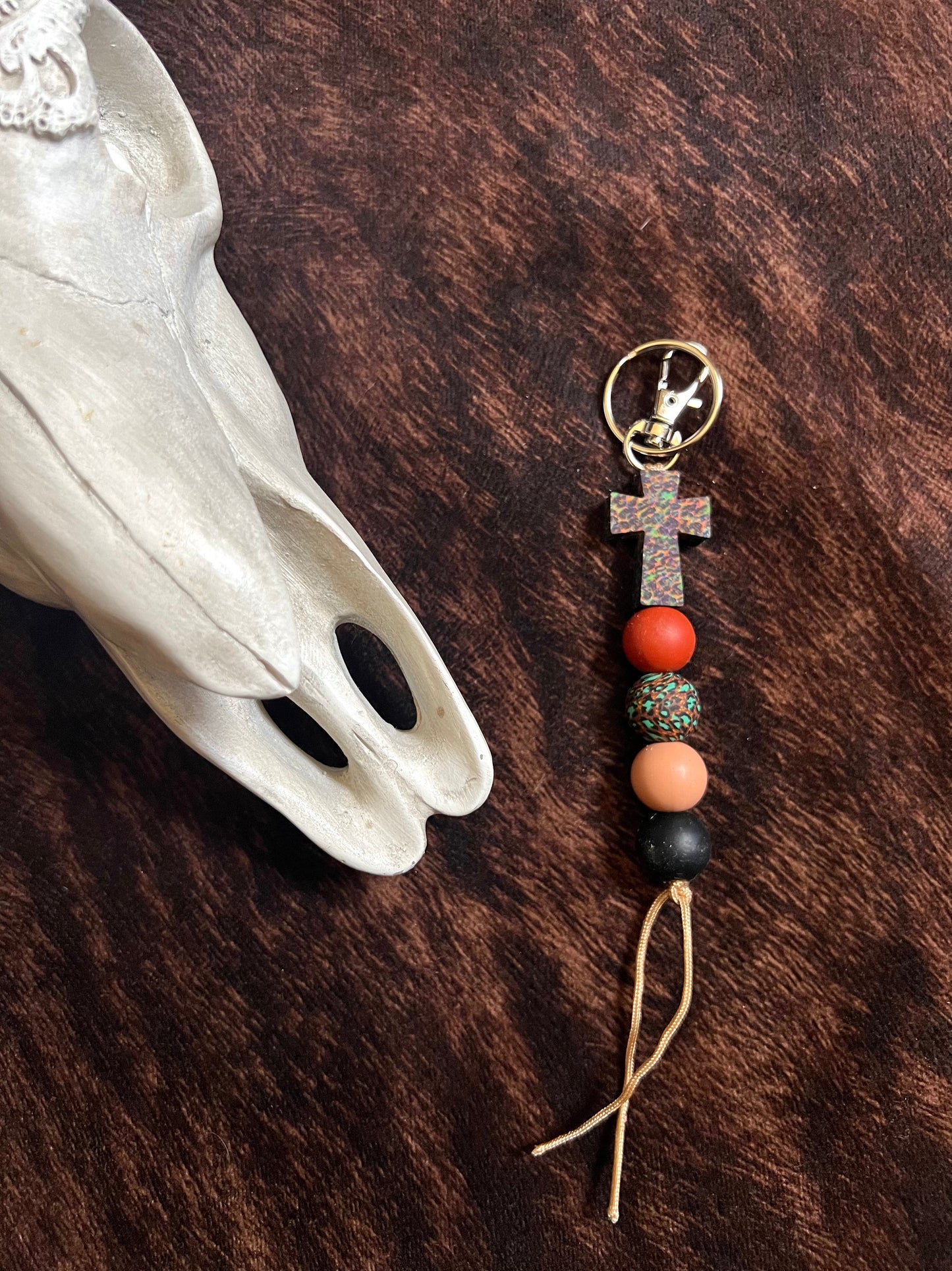 Cheetah Cross  Keychain