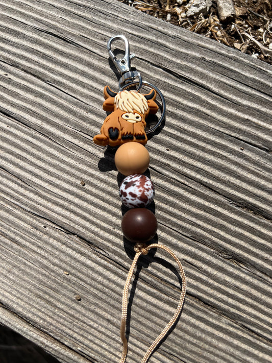 Brown Highland Cow Keychain