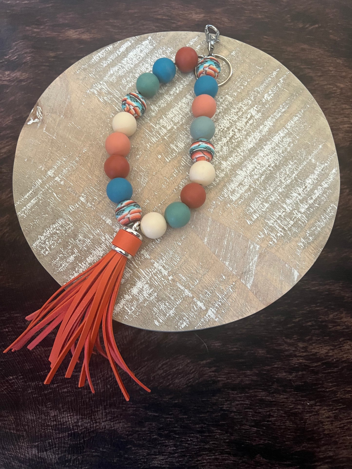 Wristlet Tassel Key Chain- Rust Warm