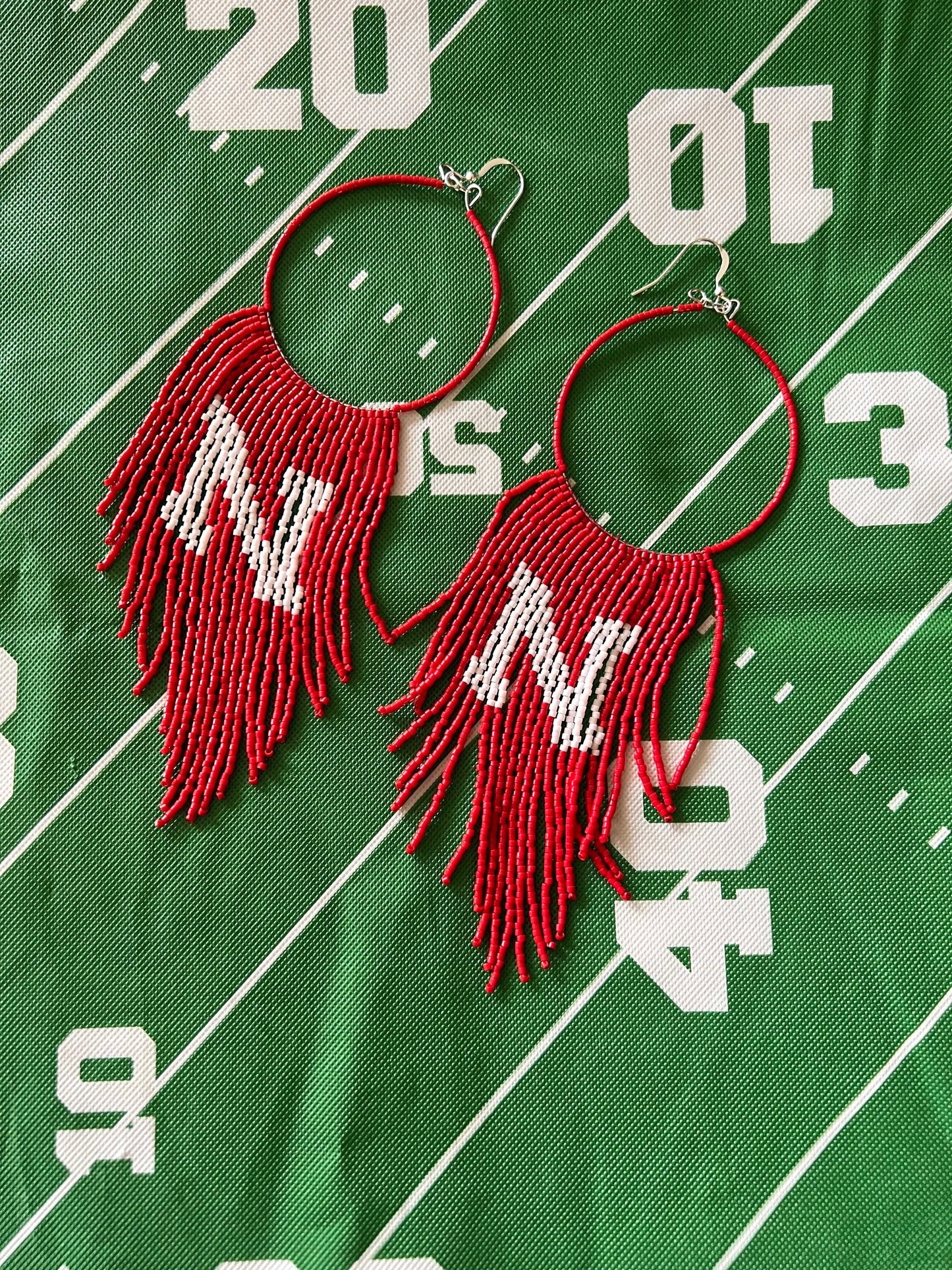 Nebraska Red Hoop Earrings