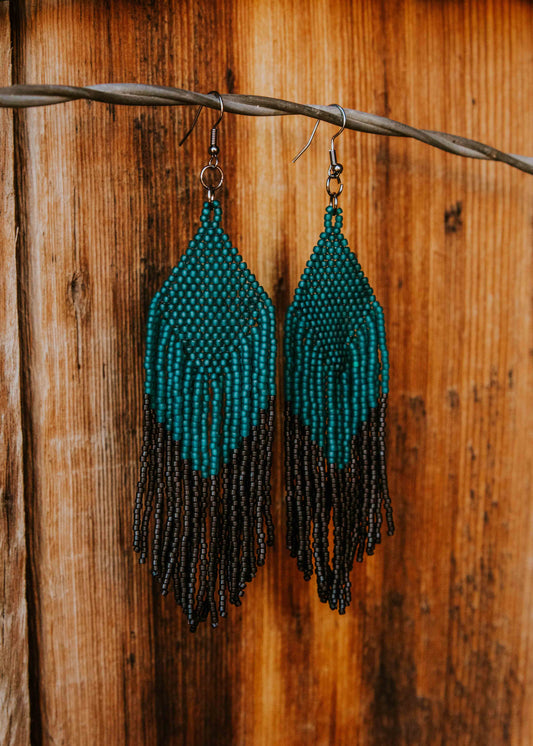 Teal Twilight Fringe Earrings