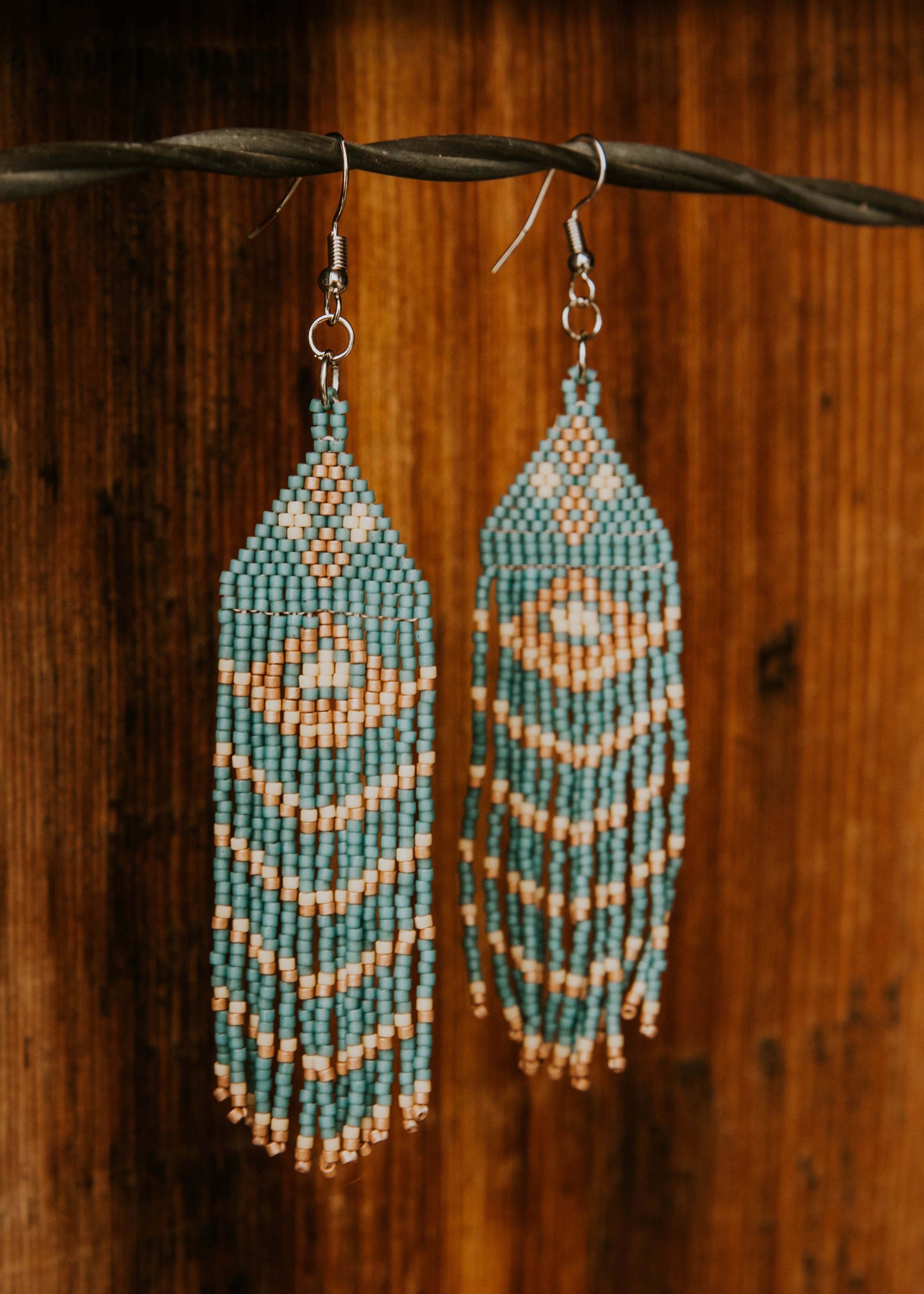 Denim Blues Fringe Earrings