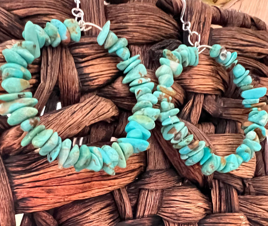 Turquoise Chip Hoop Earrings