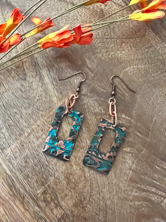 Patina Rectangle Earrings