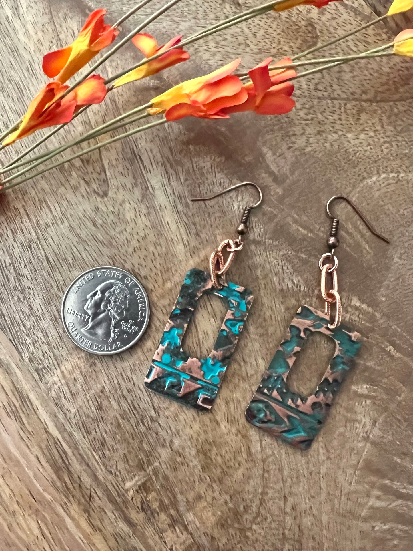 Patina Rectangle Earrings