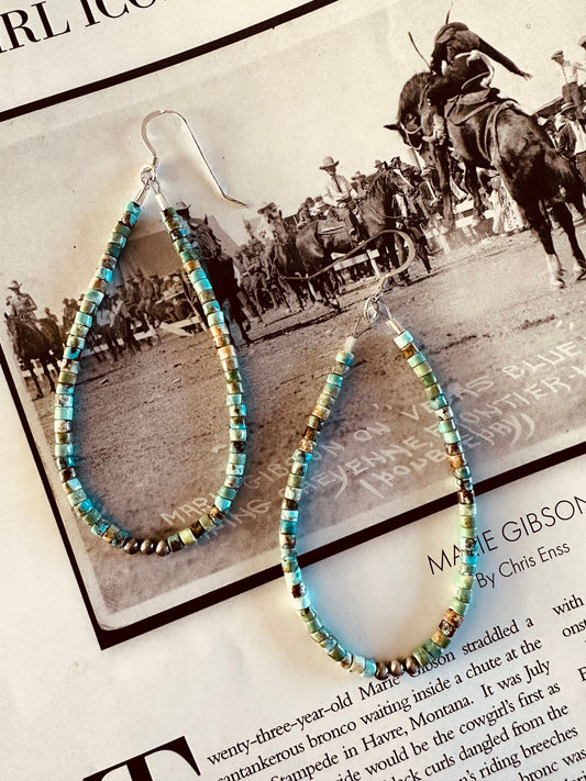 Turquoise  Pearl Teardrop Earrings