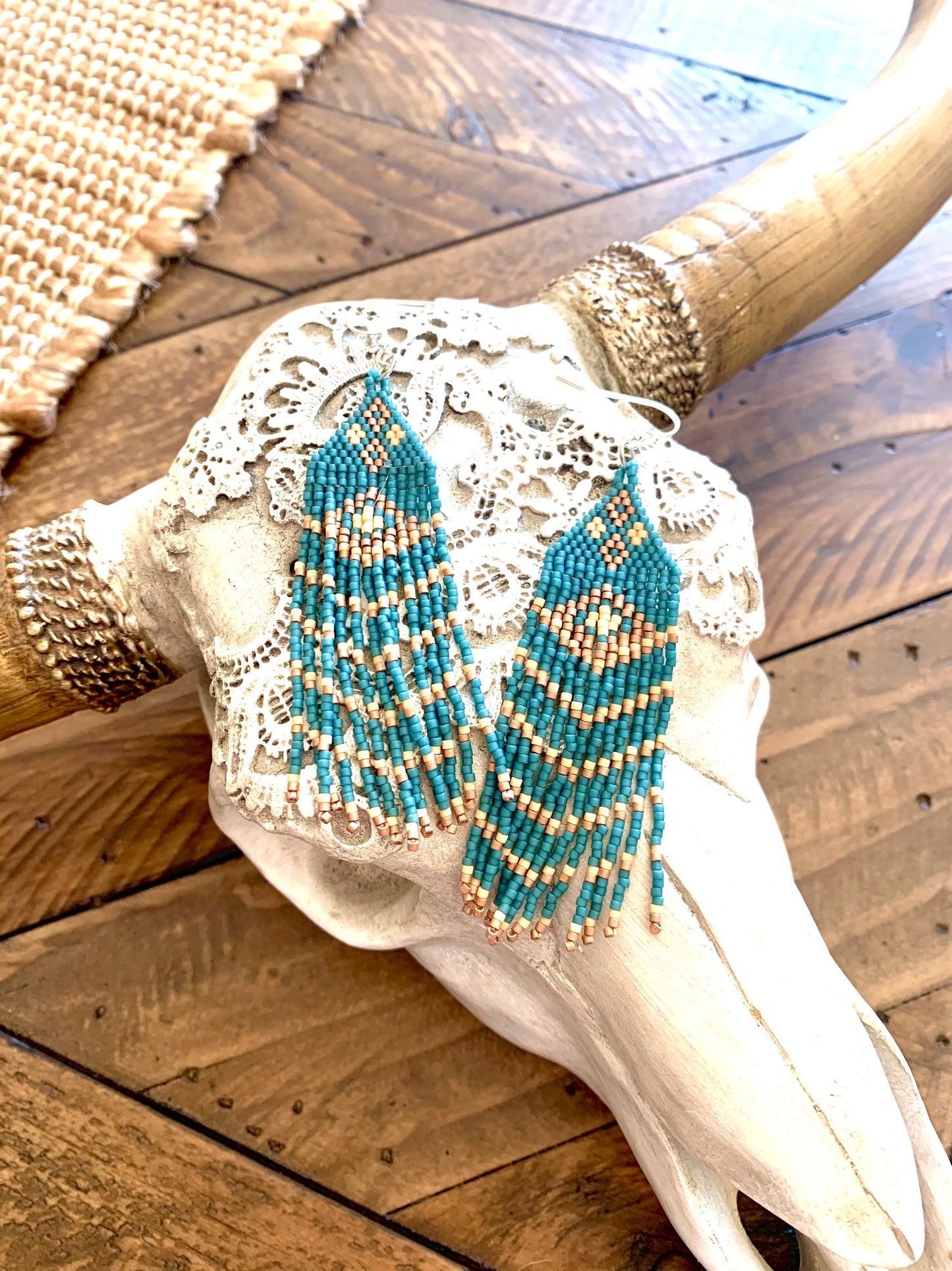 Denim Blues Fringe Earrings