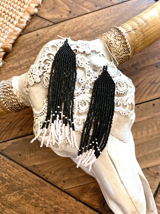 Tuxedo Fringe Earrings